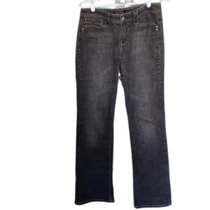 White House Black Market Blanc Grey Rhinestone Bling Mid Rise Boot Cut Jeans 4R